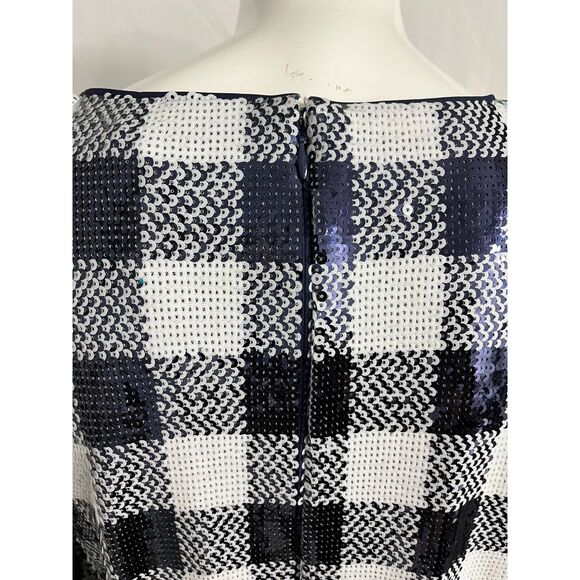 Vineyard Vines Buffalo Check Sequin Dress Gingham Navy Large NWT - Picture 8 of 12
